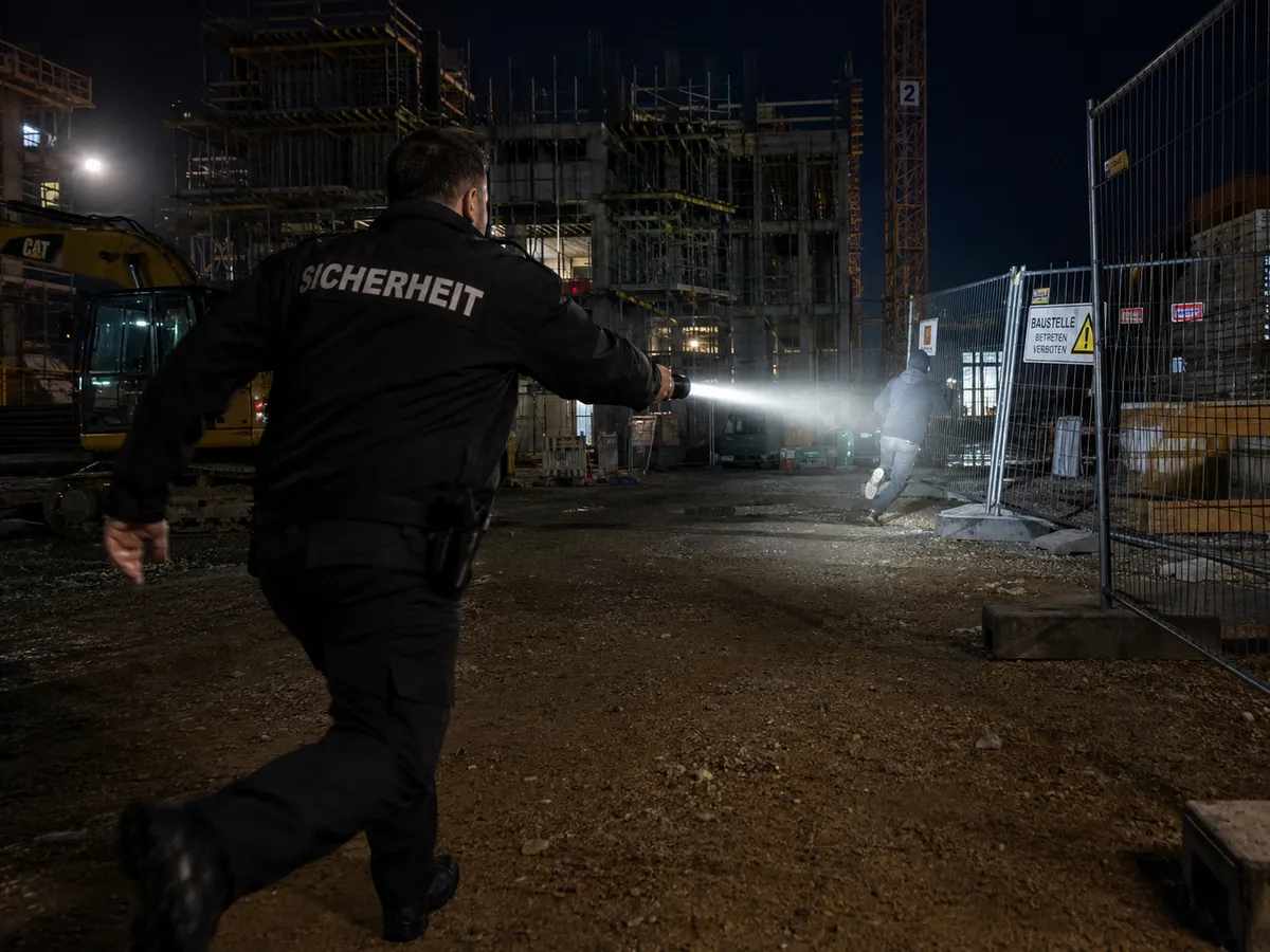 Baustellenbewachung in Reutlingen: SBS-Sicherheitsmitarbeiter stellt nachts einen Eindringling auf der Baustelle